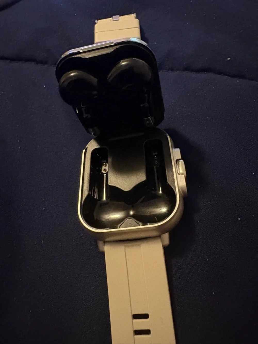 Beige Silicone Smartwatch with Square Display